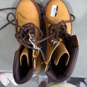 Kids' Lace-Up Work-Style Boots in Brown and Tan